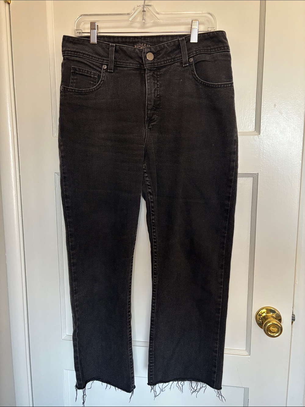 Riders by Lee High-Rise Black Straight Jeans with Frayed Hem